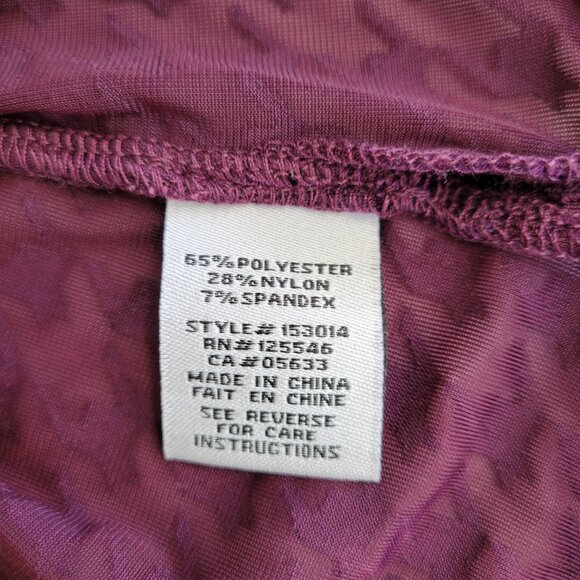 LIV by Habitat Clothes Burgundy Velvet Mesh Houndstooth Sheer Cowl Top Size M - Picture 11 of 14